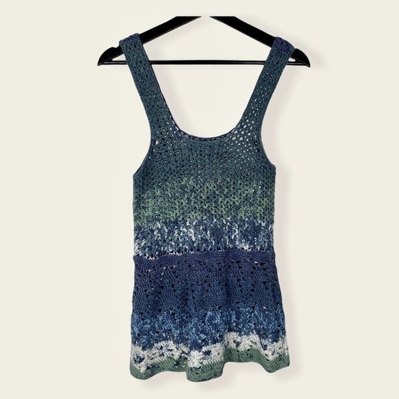 Handmade Loose Knit Sleeveless Babydoll Fit Top, Extra Small - Picture 4 of 6